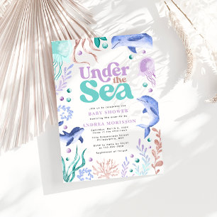 Under Sea Ocean Retro Baby Shower Inbjudningar
