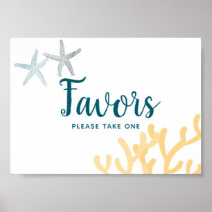 Under Sea Ocean themed Baby Shower Favors Sign Poster