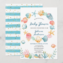 Under Sea Ocean Watercolor Baby Shower Inbjudningar
