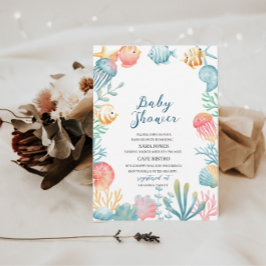 Under Sea Ocean Watercolor Baby Shower Inbjudningar