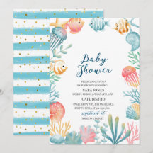 Under Sea Ocean Watercolor Baby Shower Invi