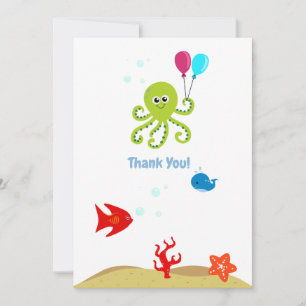 Under Sea Octopus Boy Birthday Tack Kort