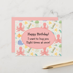 Under Sea Octopus Sea Horse Whale Starfish Vykort