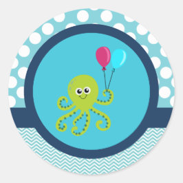 Under Sea Octopus Stickers - Party favors Runt Klistermärke