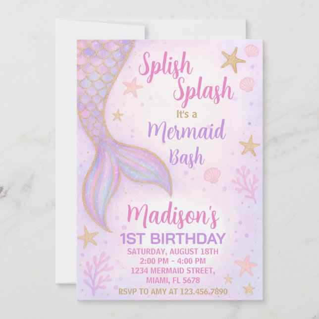 Under Sea Party Inbjudan för flickor (Framsida)