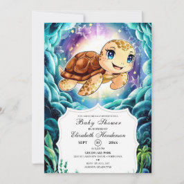 Under Sea Pastel Turtle Baby Shower Inbjudningar