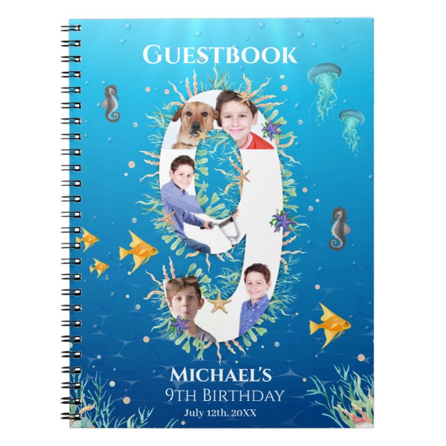 Under Sea Photo Big Nth Birthday Guest Bok Anteckningsbok (Framsidan)