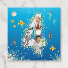 Under Sea Photo Collage Big 4e födelsedagen Gåvor Etiketter