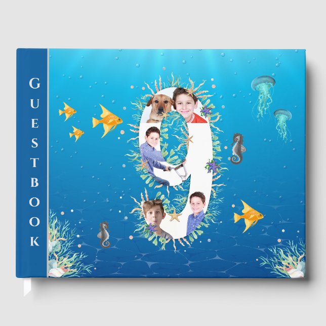 Under Sea Photo Collage Big Nth Birthday Gästböcker (Framsida)