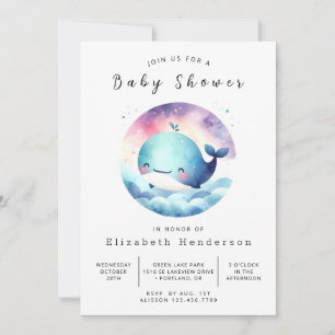Under Sea Printable Whale Baby Shower Inbjudningar