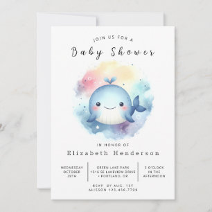 Under Sea Printable Whale Baby Shower Inbjudningar