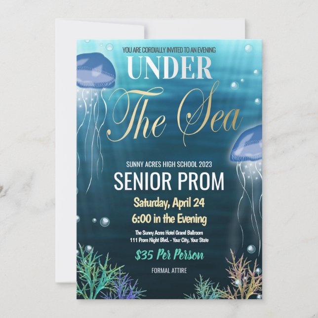Under Sea Prom-inbjudan till gymnasieelever Inbjudningar (Framsida)