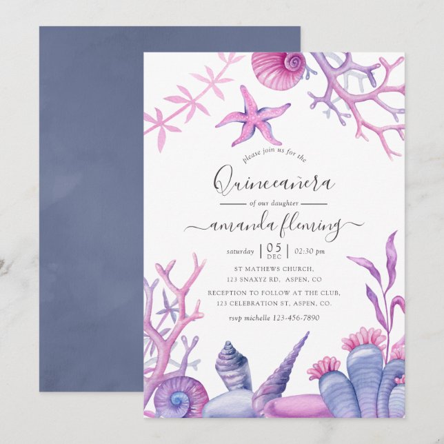 Under Sea Quinceañera Meddelande (Fram/baksida)