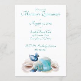Under Sea Quinceanera Party Teal Seashells Inbjudningar