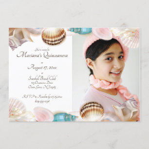 Under Sea Quinceanera Seashells Foto Inbjudningar