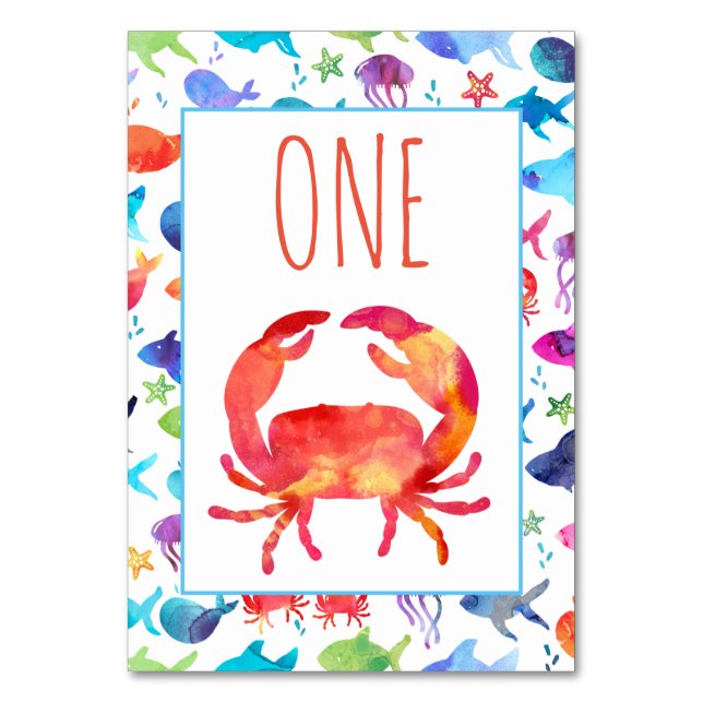 Under Sea Rainbow Fish Birthday Baby Shower Bordsnummer (Baksidan)