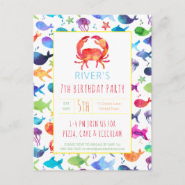 Under Sea Rainbow Fish Birthday Baby Shower Inbjudan Vykort