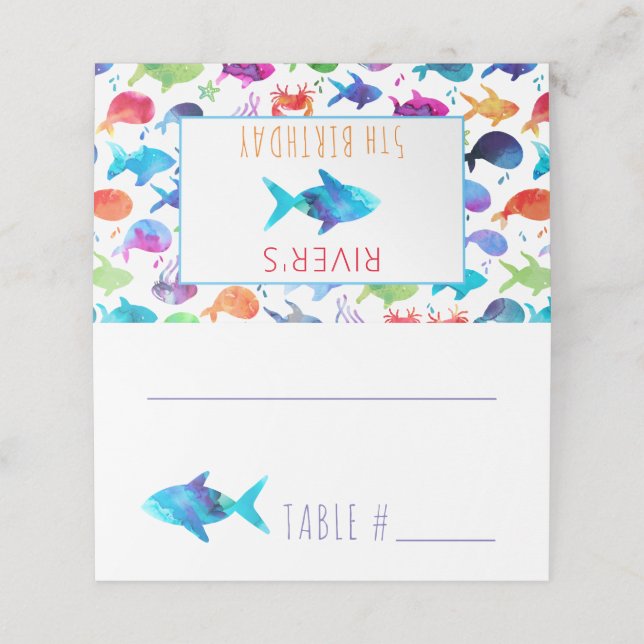 Under Sea Rainbow Fish Birthday Baby Shower Placeringskort (Utvändigt utvikt)