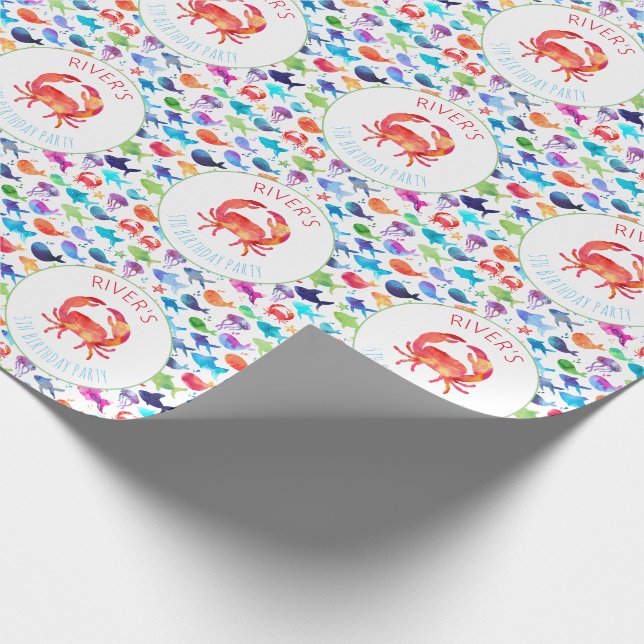 Under Sea Rainbow Fish Birthday Baby Shower Presentpapper (Hörn)