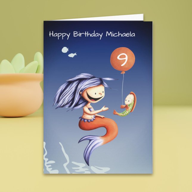 Under Sea Roligt Sjöjungfru Girl Birthday Kort (Under the Sea Fun Mermaid Girl Birthday Card)