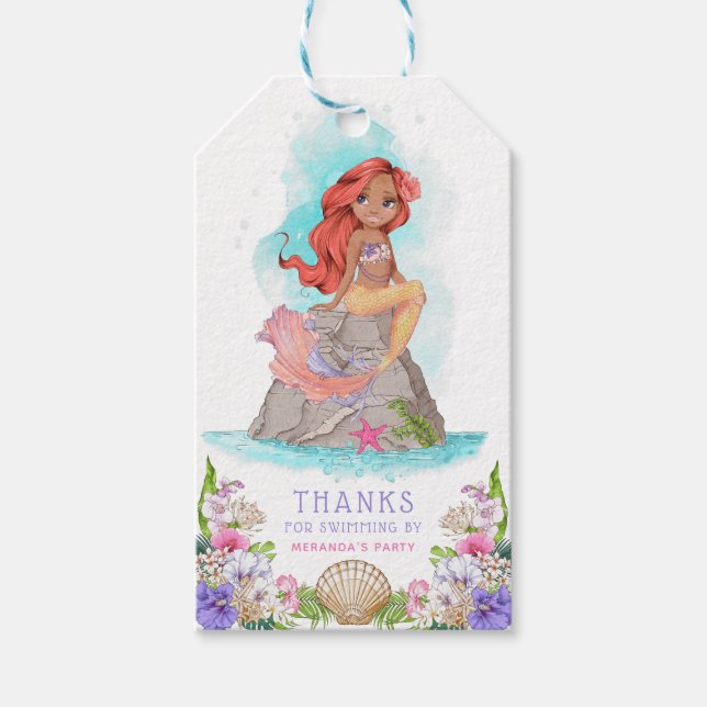 Under Sea Rosa and Lila Sjöjungfru (Red Hair) Presentetikett (Framsidan)