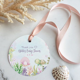 Under Sea Rosa Girl Baby Shower Favor Taggar Gåvor Etiketter