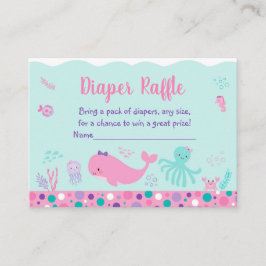 Under Sea Rosa Lila Baby Diaper Raffle Tilläggskort