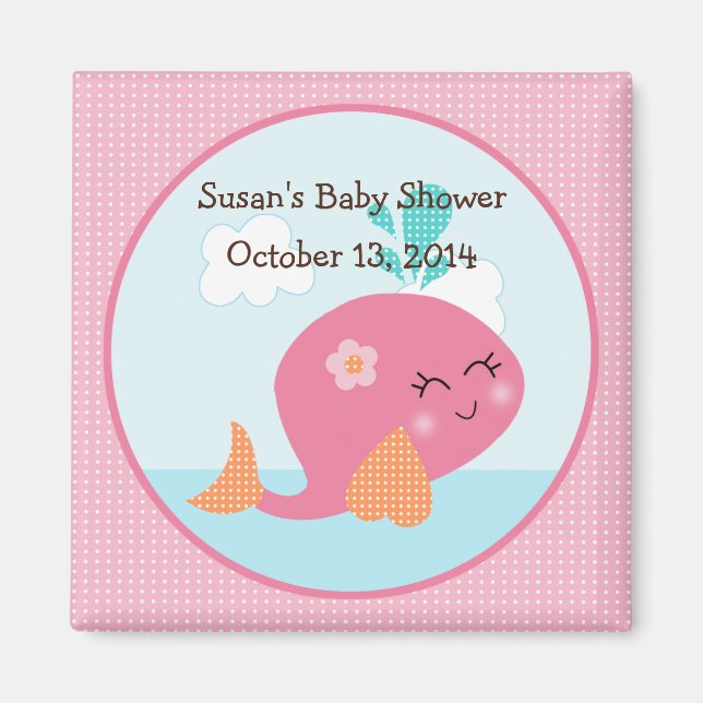 Under Sea/Rosa Whale Magnet/Party Favor Magnet (Framsidan)