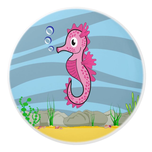 Under Sea Seahorse Ceramic Knob Knopp (Framsidan)