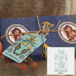 Under Sea Seahorse & Corals Nautical Presentetikett