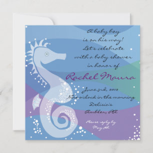 Under Sea Seahorse Pojke Shower-inbjudan Inbjudningar