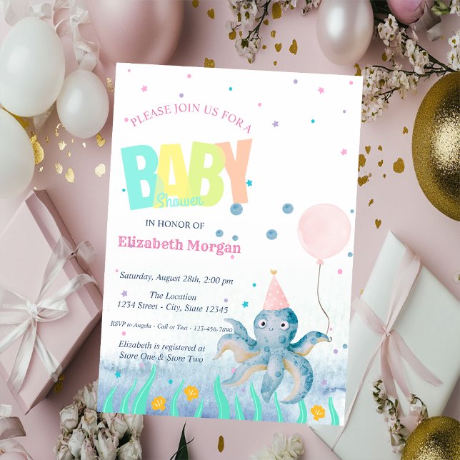 Under Sea Seashell Octopus Baby Shower Inbjudningar (Skapare uppladdad)