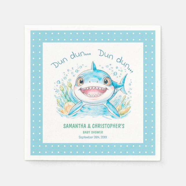 Under Sea Shark Blue Boy Shower Pappersservett (Framsidan)