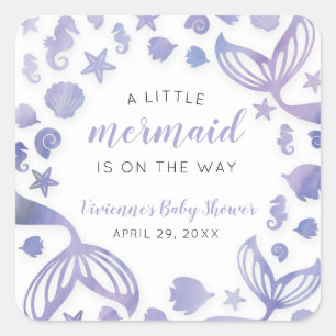 Under Sea Sjöjungfru Baby Shower Fyrkantigt Klistermärke
