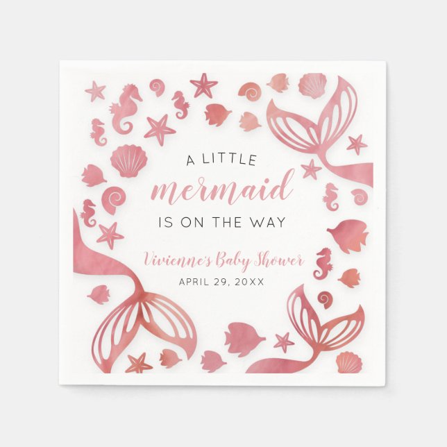 Under Sea Sjöjungfru Baby Shower Pappersservett (Framsidan)