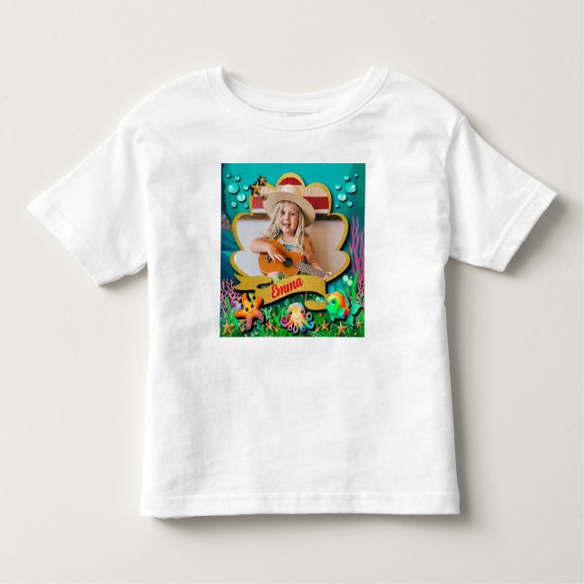 Under Sea & Sjöjungfru Birthday Girl Party T Shirt (Framsida)