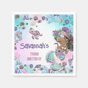 Under Sea Sjöjungfru Girl First Birthday Napkins Pappersservett