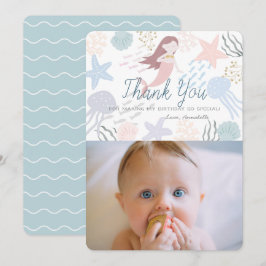 Under Sea Sjöjungfru Grönt Photo Tackto You Card Inbjudningar