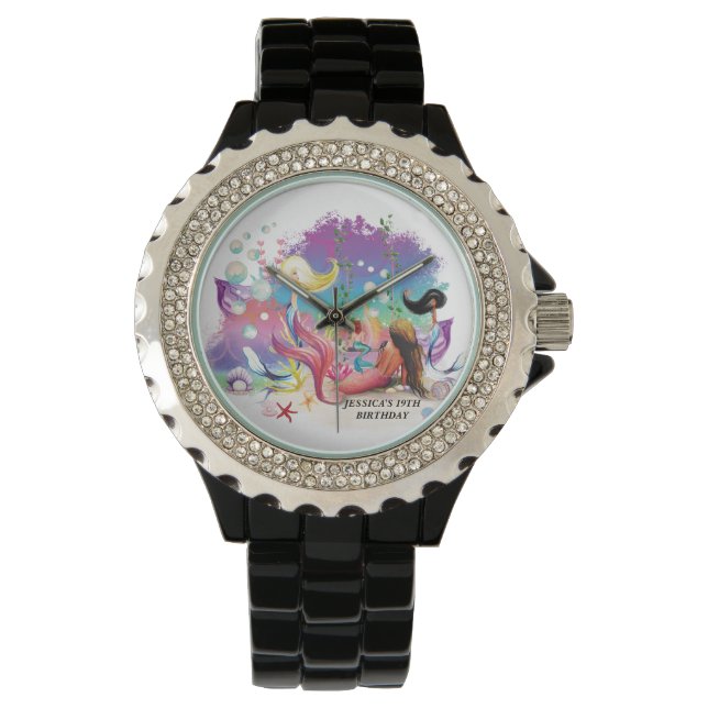 Under Sea Sjöjungfru Ocean Lila Turcos Armbandsur (Framsida)