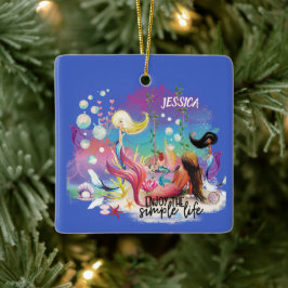 Under Sea Sjöjungfru Ocean Lila Turcos Julgransprydnad Keramik