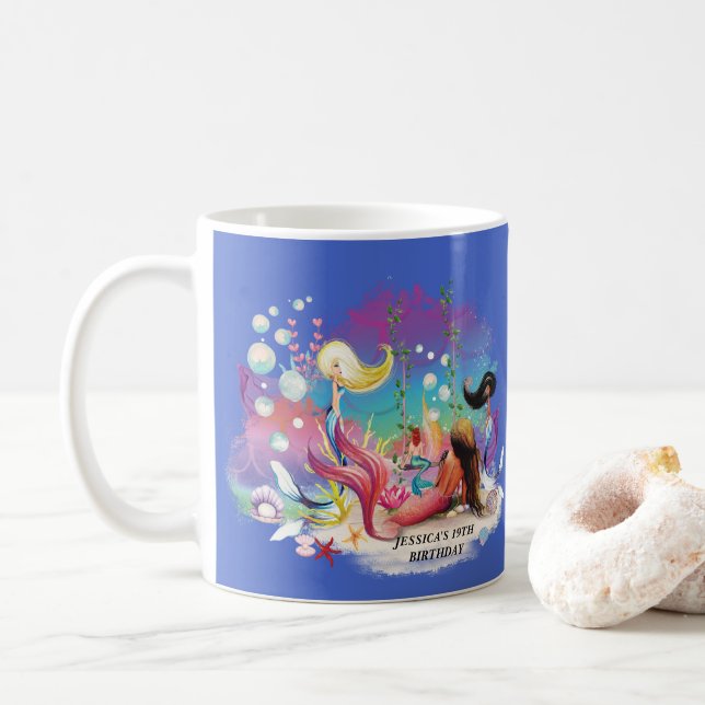 Under Sea Sjöjungfru Ocean Lila Turcos Kaffemugg (Med munk)
