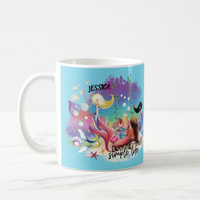 Under Sea Sjöjungfru Ocean Lila Turcos Kaffemugg (Vänster)