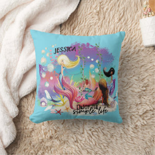 Under Sea Sjöjungfru Ocean Lila Turcos Kudde
