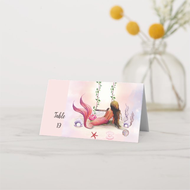 Under Sea Sjöjungfru Ocean Lila Turcos Placeringskort (Framsida)