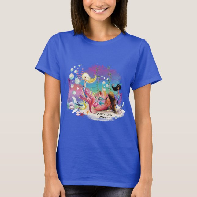 Under Sea Sjöjungfru Ocean Lila Turcos T Shirt (Framsida)