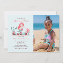 Under Sea Sjöjungfru Princes Birthday Photo Inbjudningar
