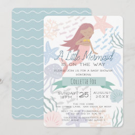 Under Sea Sjöjungfru Sea Grönt Baby Shower Invita Inbjudningar