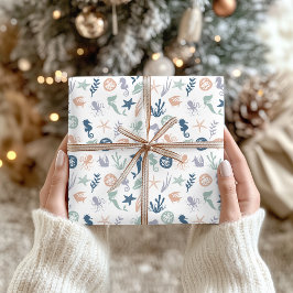 Under Sea Sjöjungfru Seahorse Starfish Presentpapper