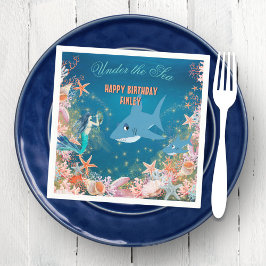 Under Sea Sjöjungfru Shark Födelsedagsfest Pappersservett