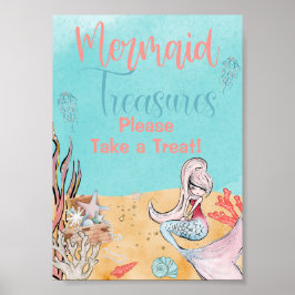 Under Sea Sjöjungfru Treasure Favor Sign Poster